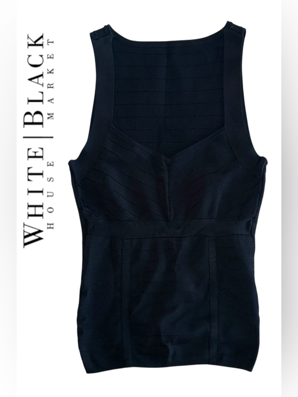 🛍️SALE🛍️ White House Black Market Corset-Style Camisole Ribbed V-Neck - Picture 2 of 7